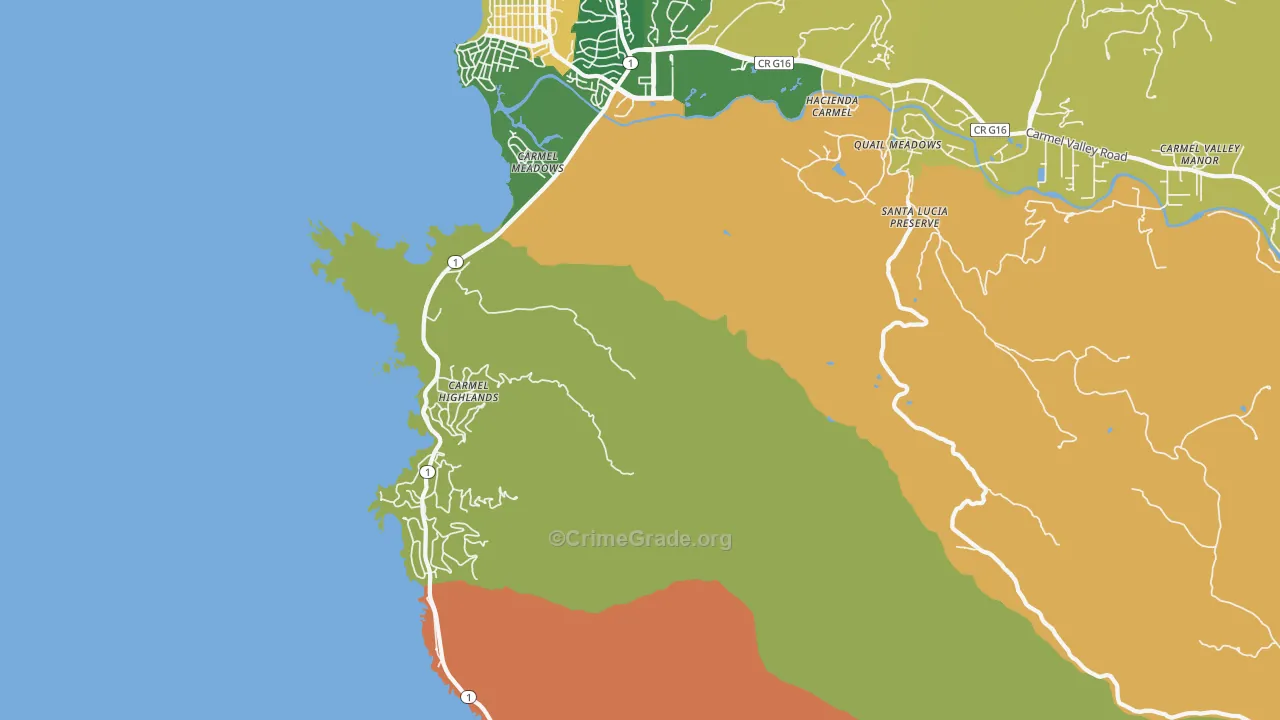Carmel Highlands, CA Map of Assault Rates