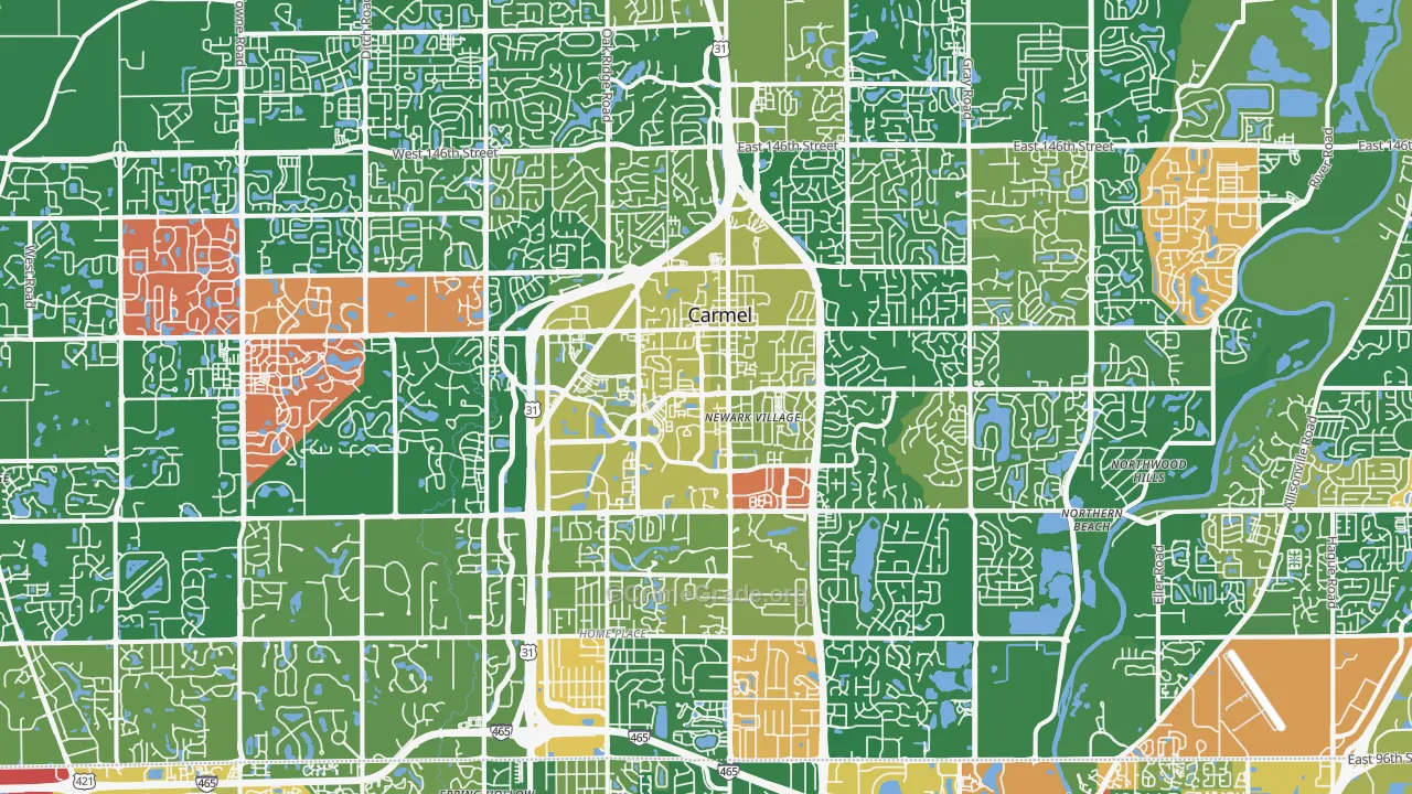 Carmel, IN Map of Assault Rates