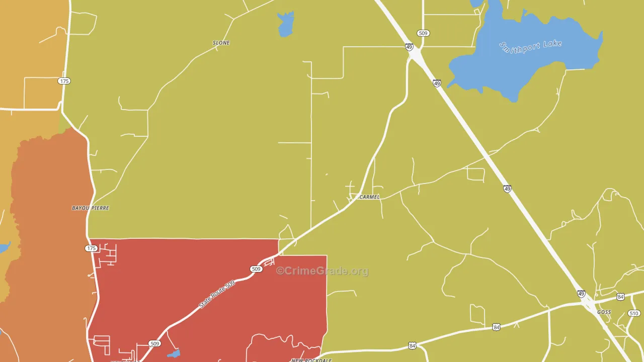 Carmel, LA Map of Assault Rates