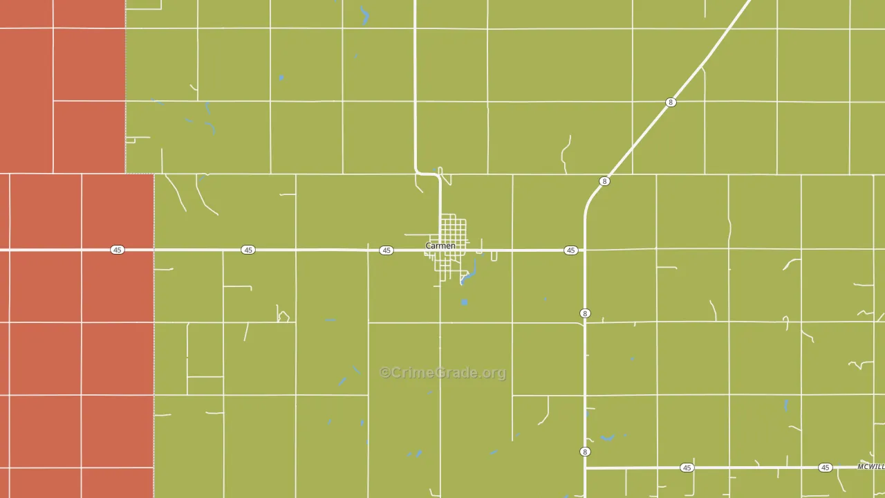 Carmen, OK Map of Assault Rates