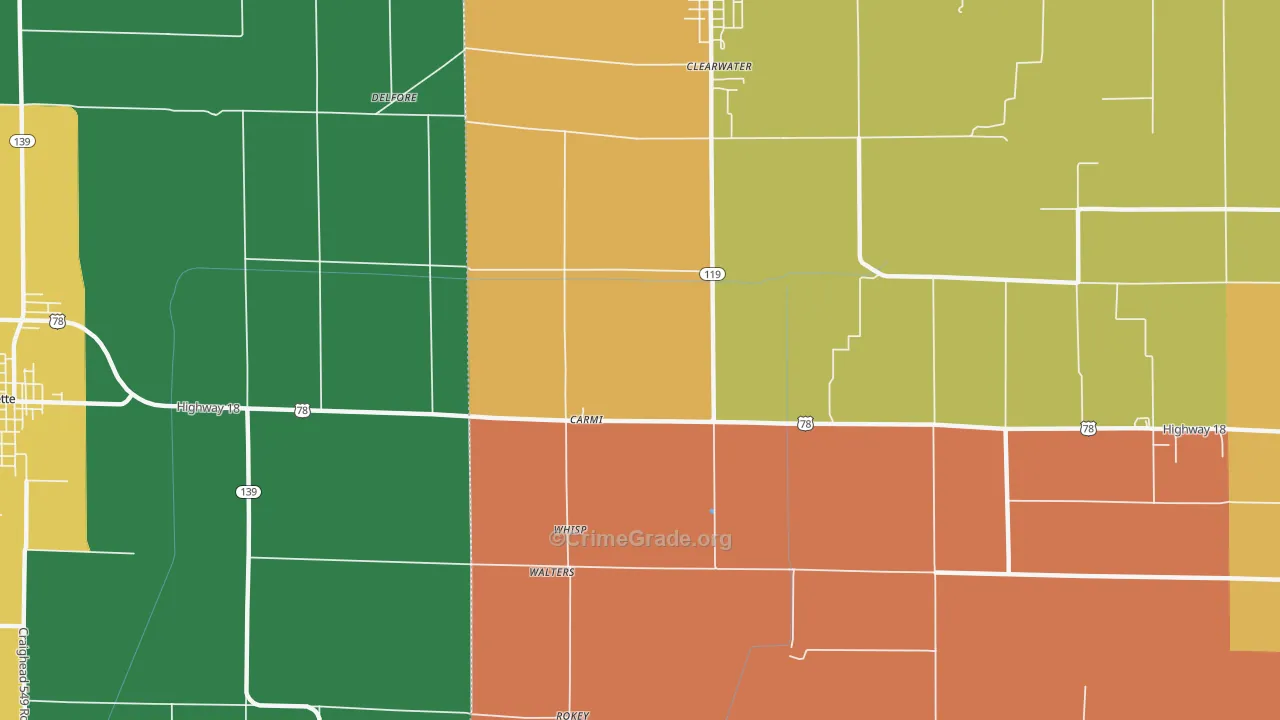 Carmi, AR Map of Assault Rates