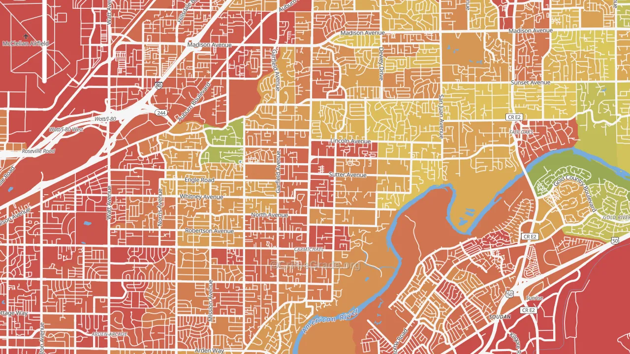 Carmichael, CA Map of Assault Rates