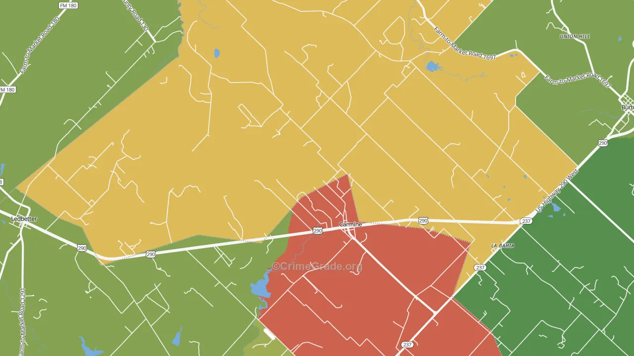 Carmine, TX Map of Assault Rates