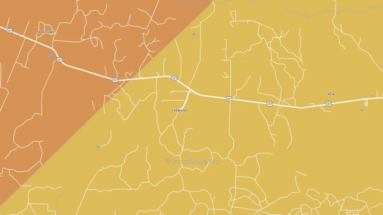 Carmona, TX Map of Assault Rates