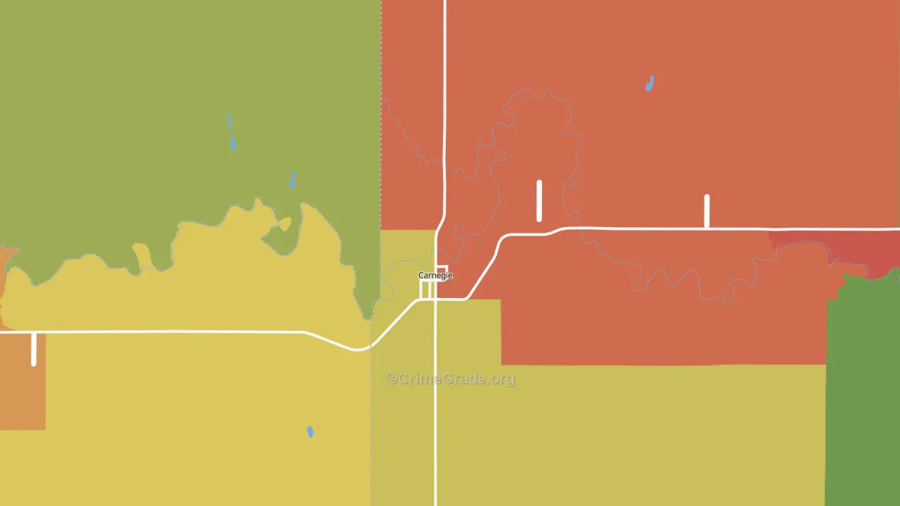 Carnegie, OK Map of Assault Rates