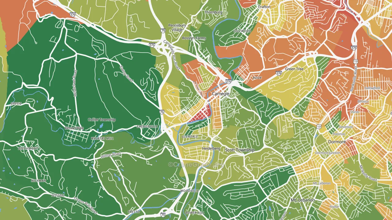 Carnegie, PA Map of Assault Rates