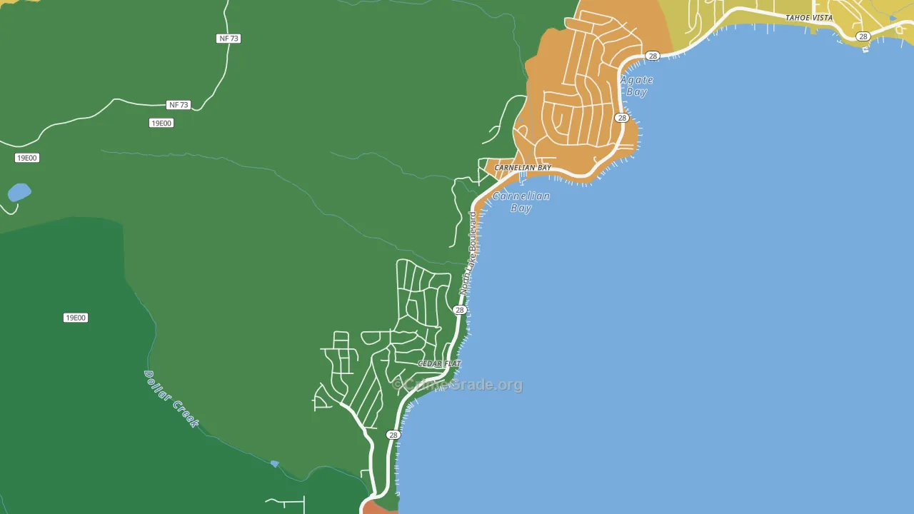 Carnelian Bay, CA Map of Assault Rates