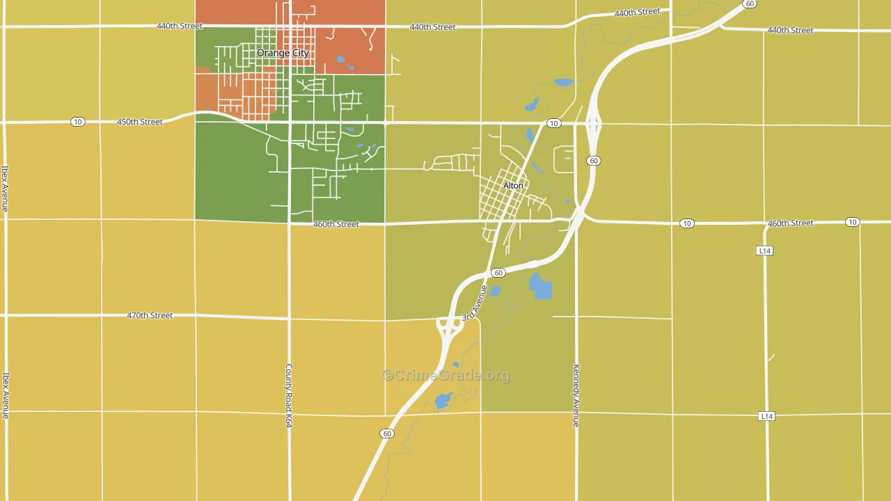 Carnes, IA Map of Assault Rates