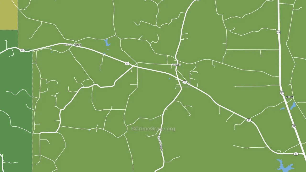 Carnes, MS Map of Assault Rates