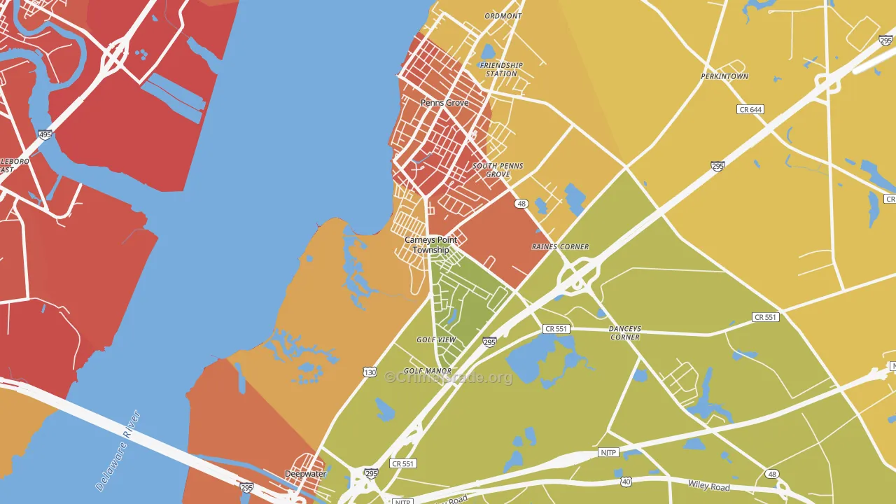 Carneys Point, NJ Map of Assault Rates