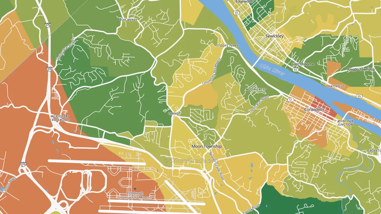 Carnot-Moon, PA Map of Assault Rates