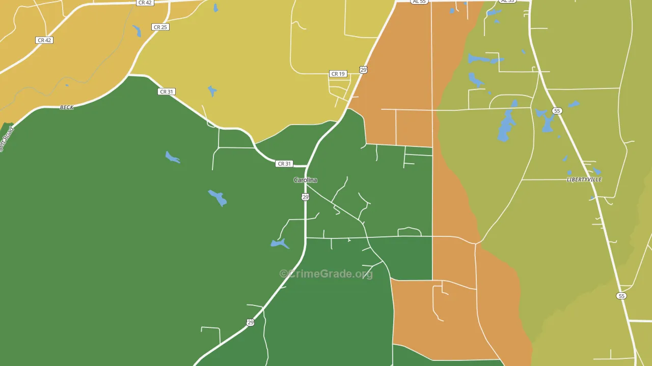 Carolina, AL Map of Assault Rates