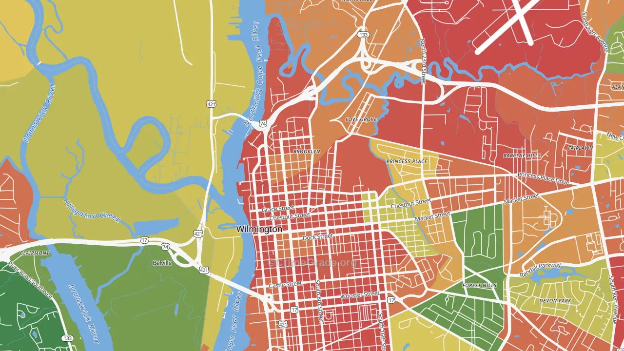Carolina Heights, Wilmington, NC Map of Assault Rates