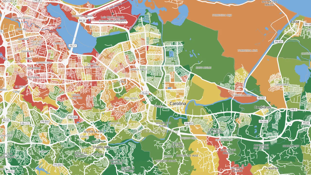 Carolina Municipio, PR Map of Assault Rates