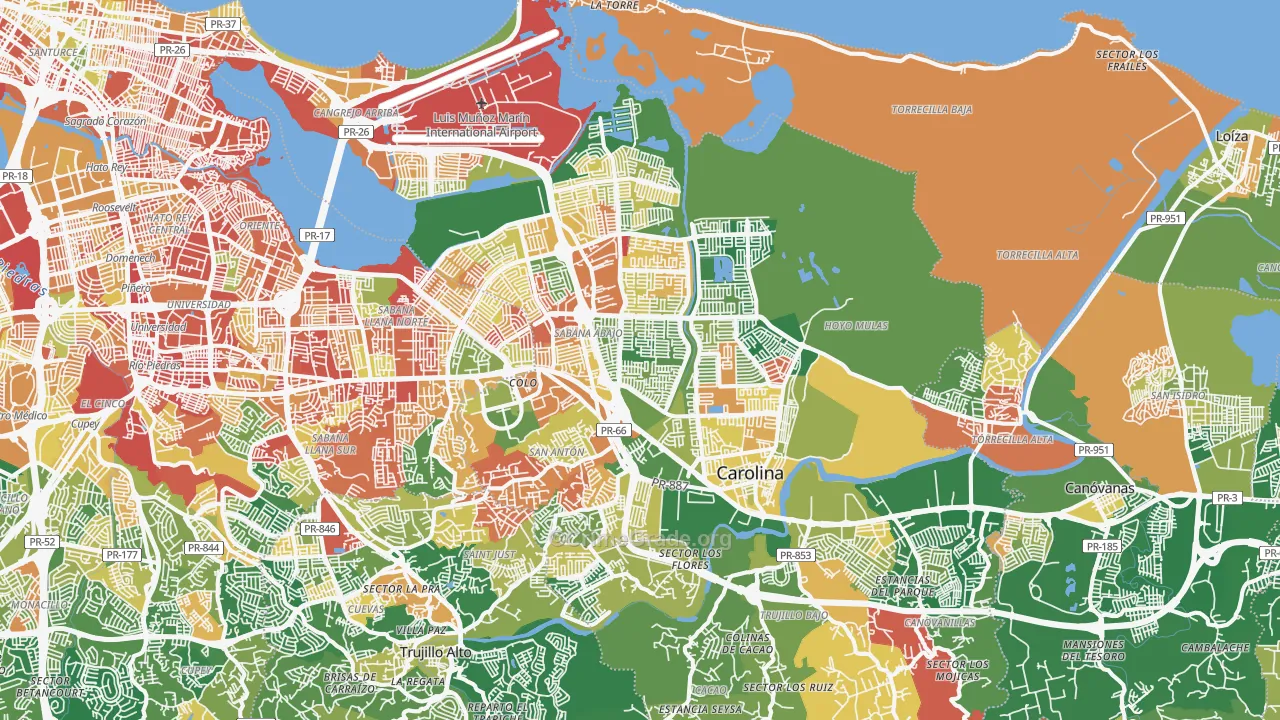 Carolina, PR Map of Assault Rates