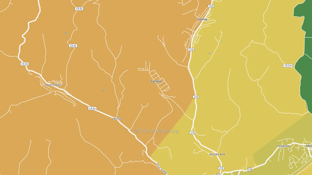 Carolina, WV Map of Assault Rates