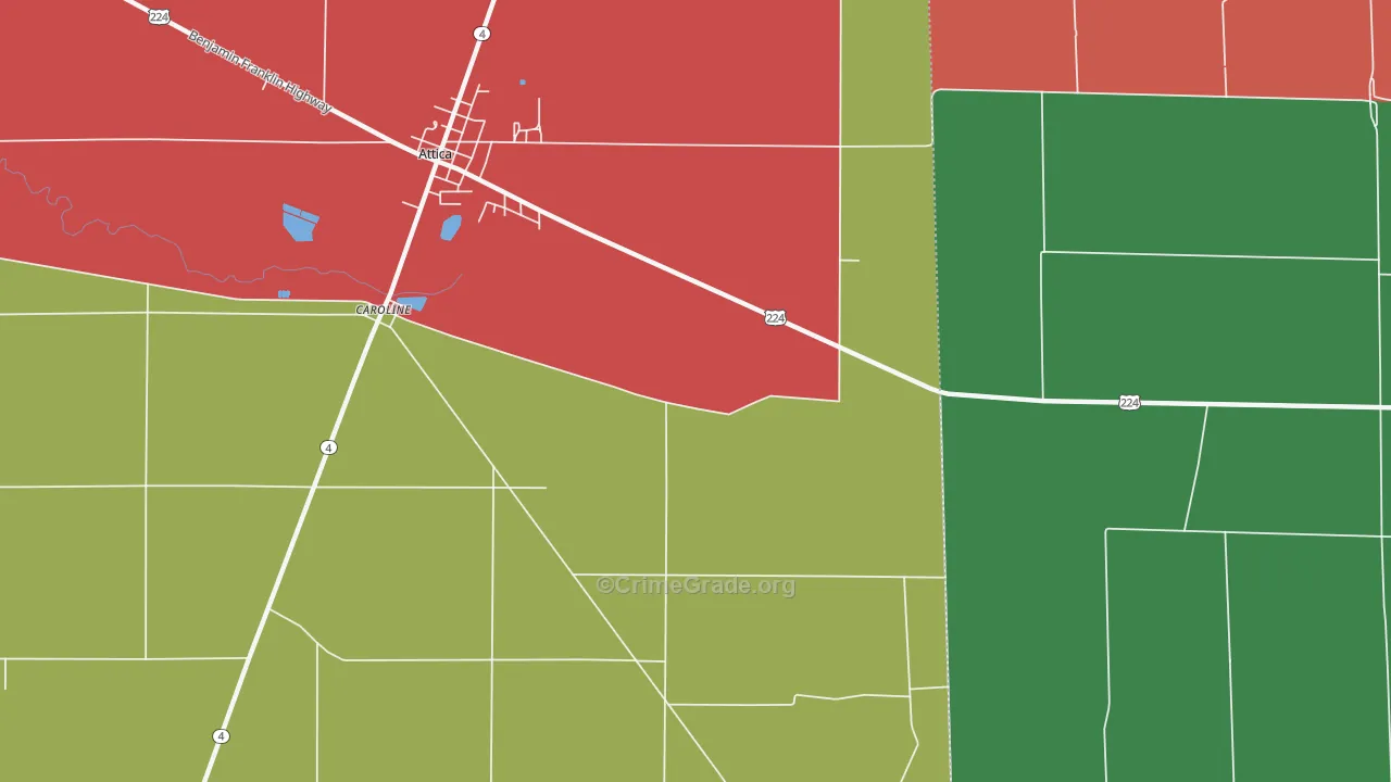 Caroline, OH Map of Assault Rates