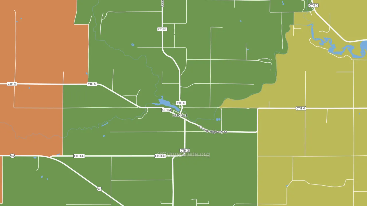 Caroline, WI Map of Assault Rates