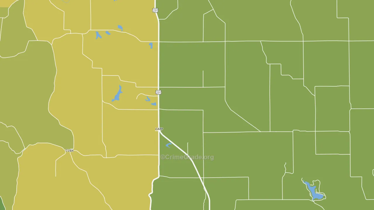 Carp, IN Map of Assault Rates