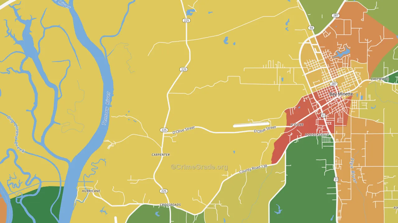 Carpenter, AL Map of Assault Rates