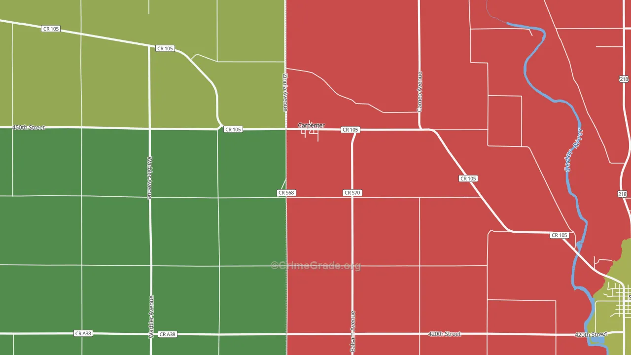 Carpenter, IA Map of Assault Rates