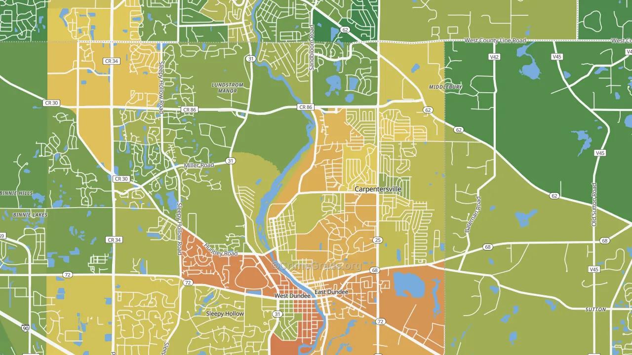 Carpentersville, IL Map of Assault Rates