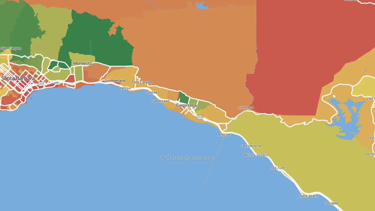 Carpinteria, CA Map of Assault Rates