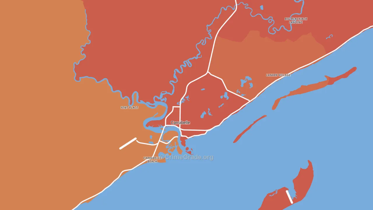 Carrabelle, FL Map of Assault Rates