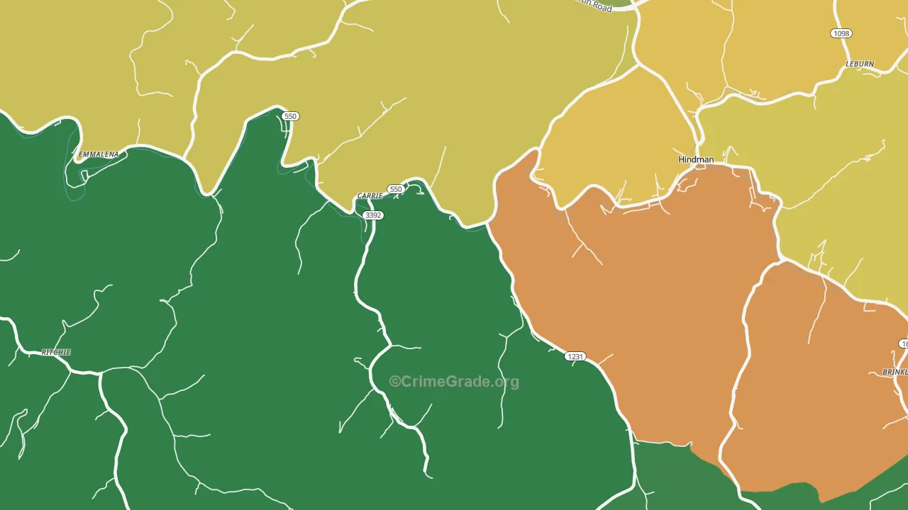 Carrie, KY Map of Assault Rates