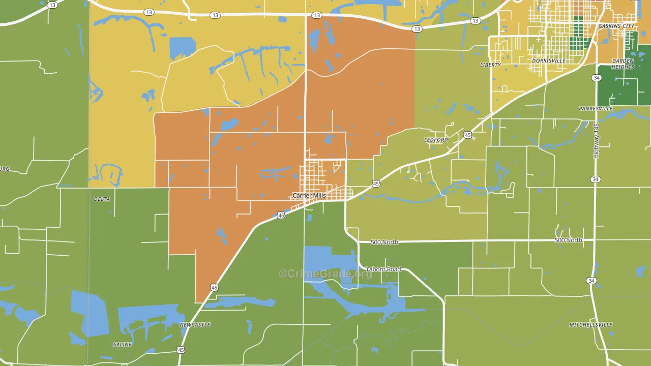 Carrier Mills, IL Map of Assault Rates