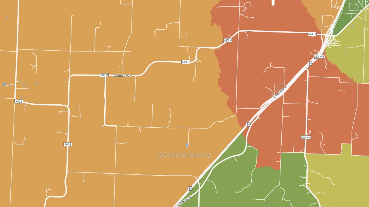 Carrington, MO Map of Assault Rates