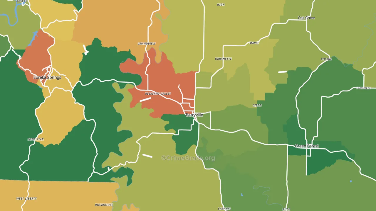 Carroll County, AR Map of Assault Rates