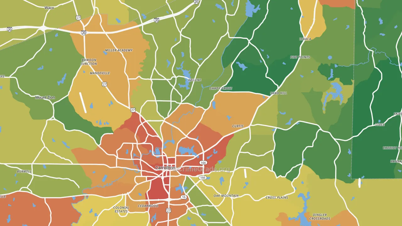 Carroll County, GA Map of Assault Rates