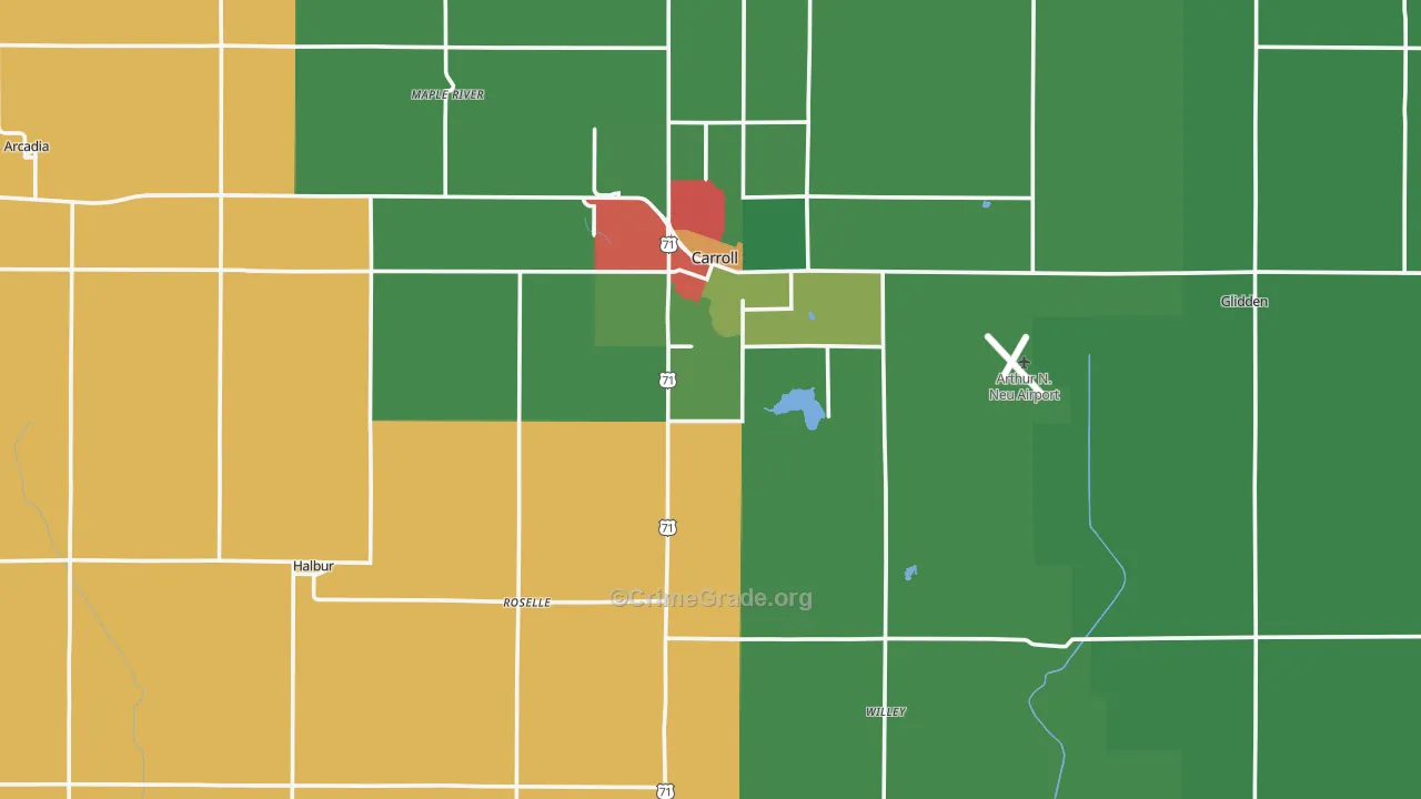 Carroll County, IA Map of Assault Rates