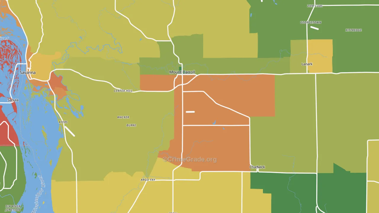 Carroll County, IL Map of Assault Rates