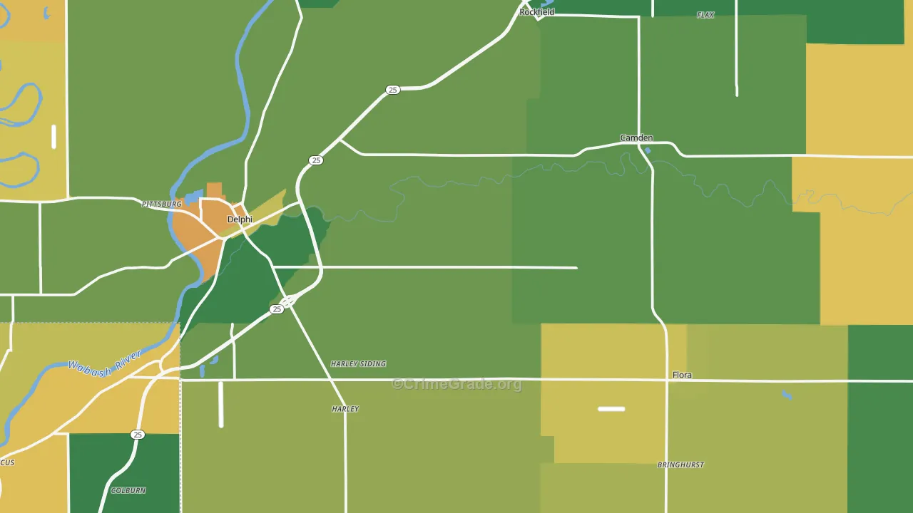 Carroll County, IN Map of Assault Rates