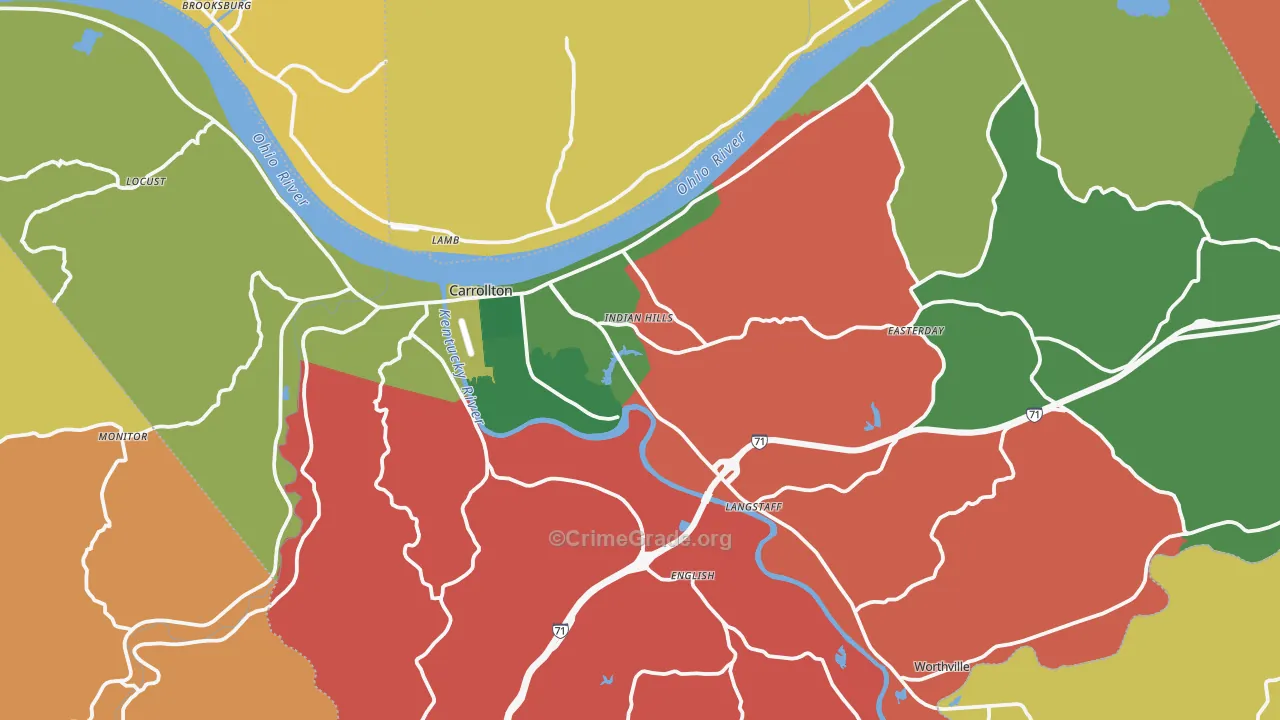 Carroll County, KY Map of Assault Rates