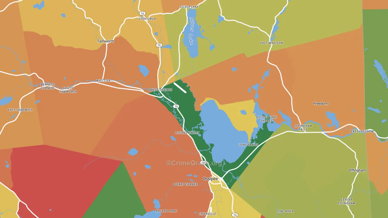 Carroll County, NH Map of Assault Rates