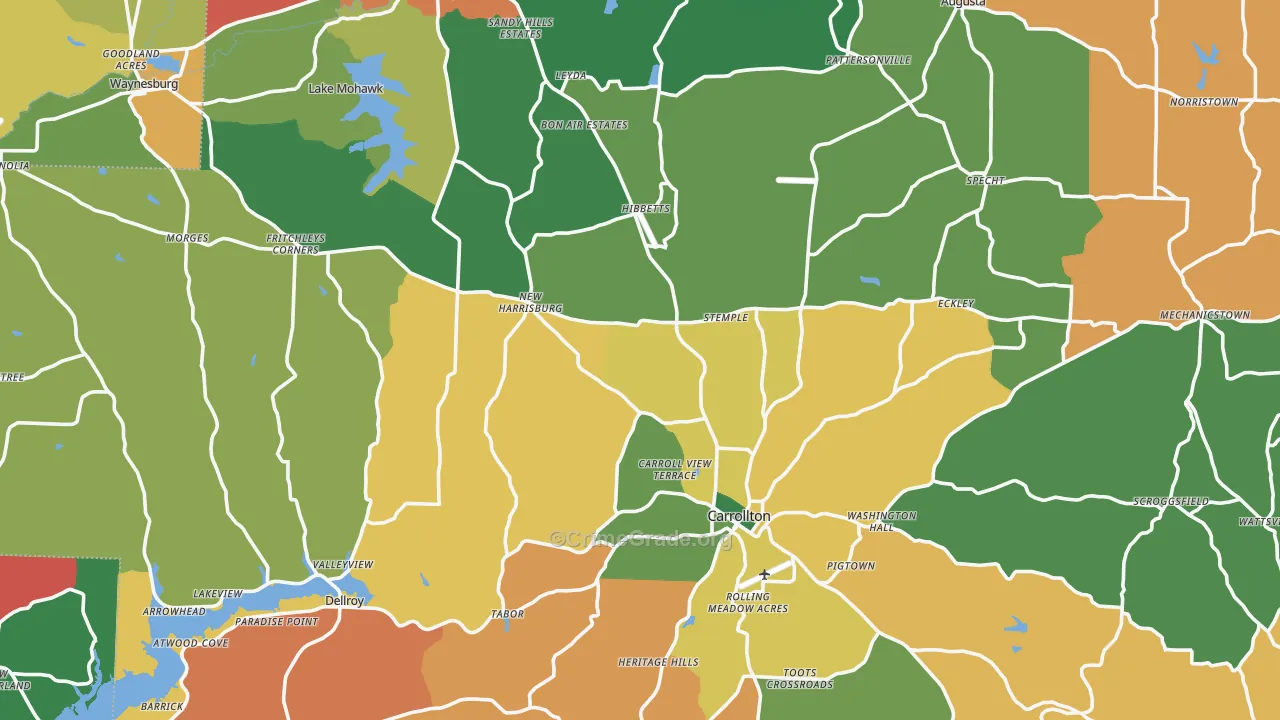 Carroll County, OH Map of Assault Rates