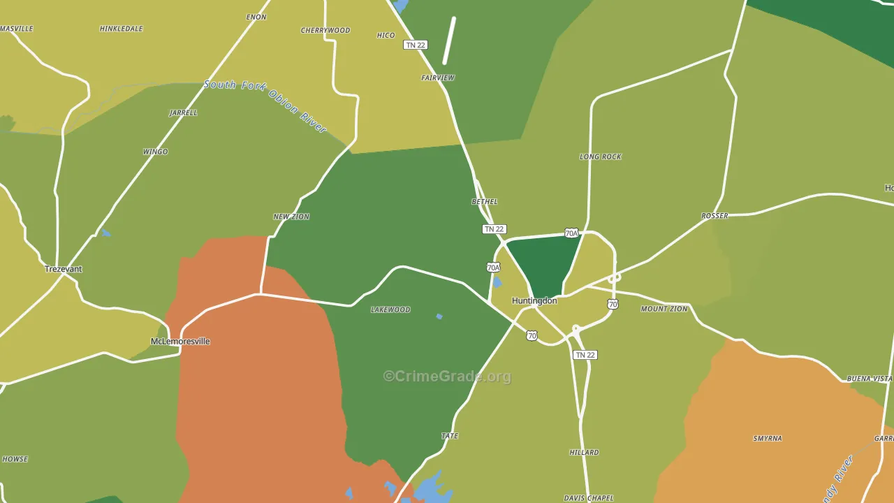 Carroll County, TN Map of Assault Rates