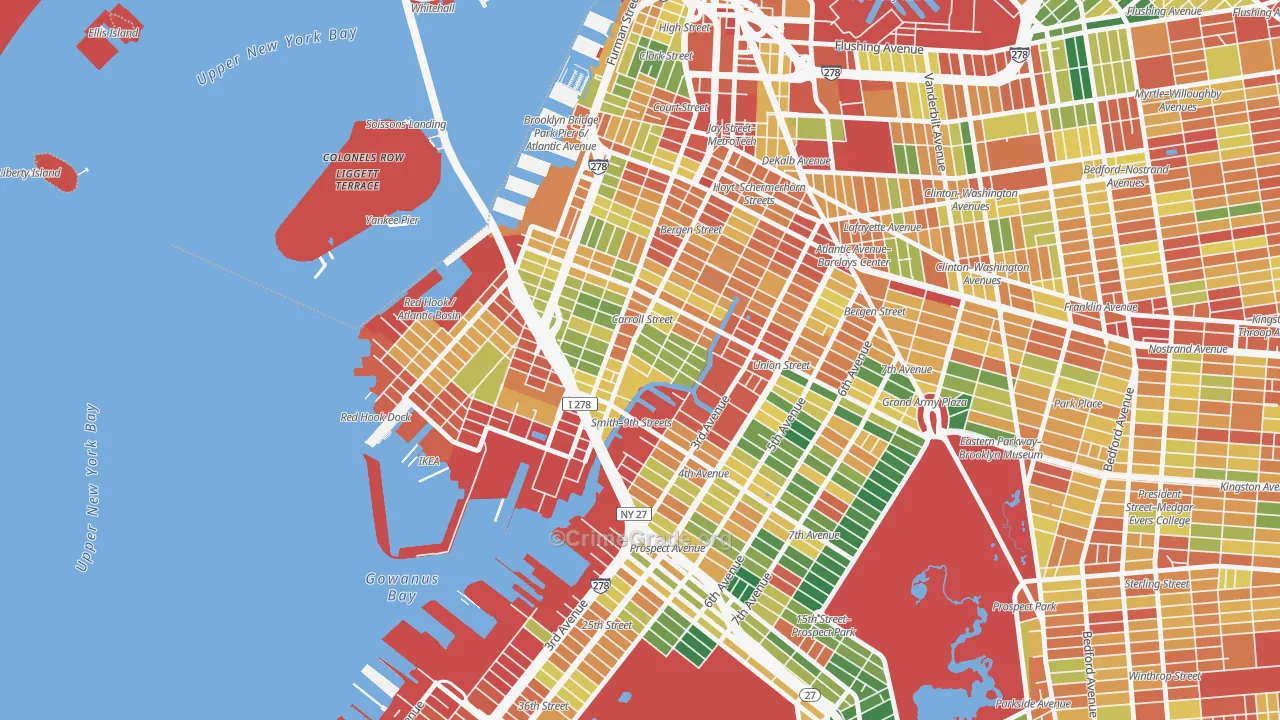 Carroll Gardens, Brooklyn, NY Map of Assault Rates