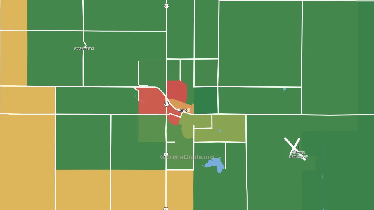 Carroll, IA Map of Assault Rates