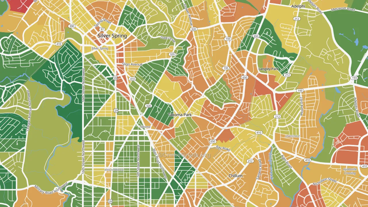 Carroll Manor, Takoma Park, MD Map of Assault Rates