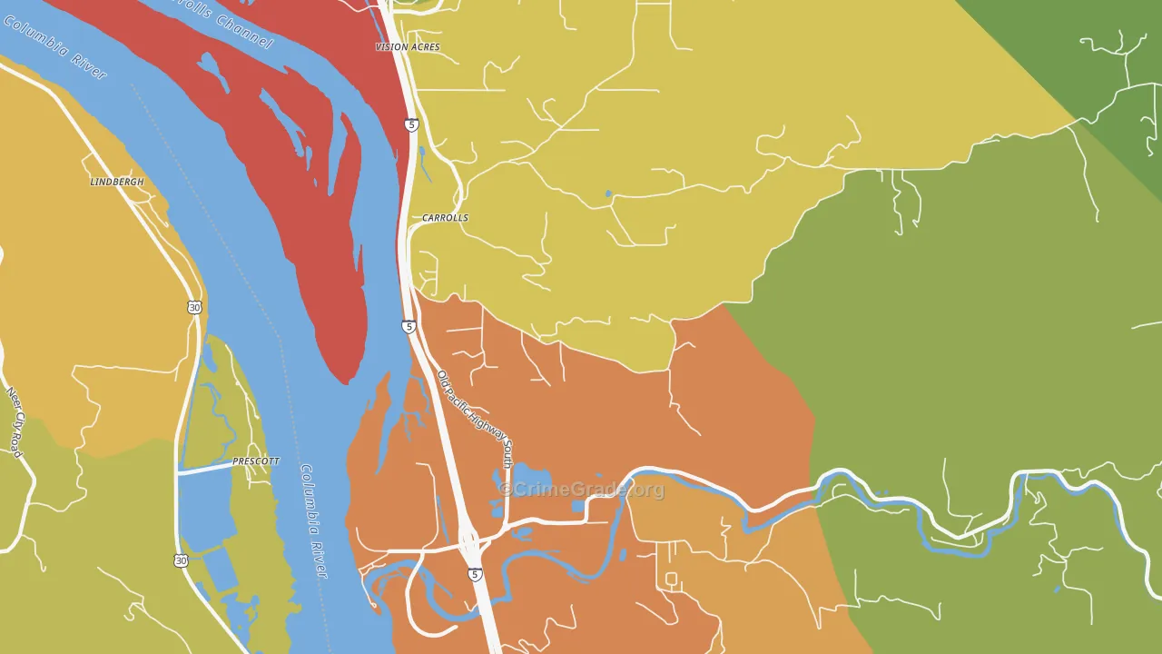 Carrolls, WA Map of Assault Rates