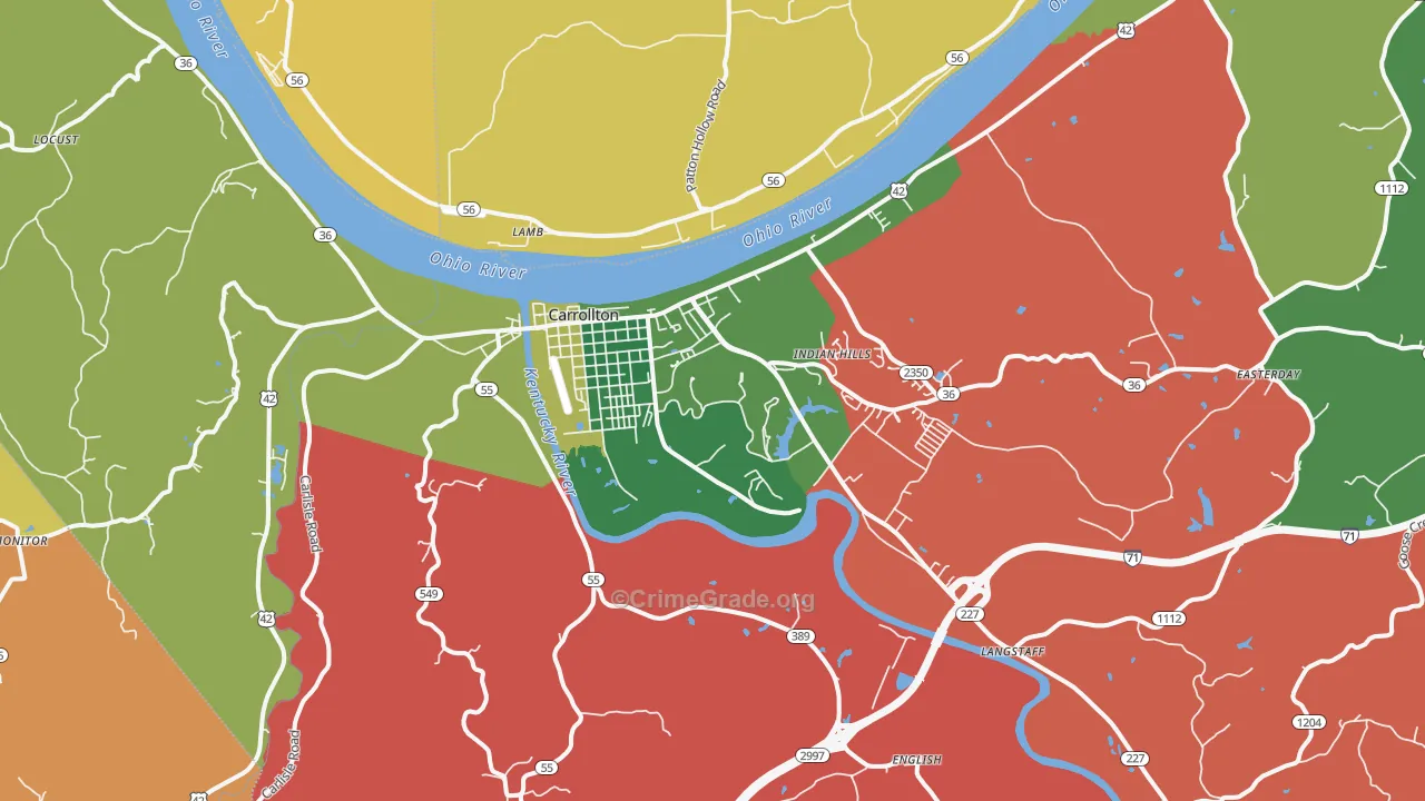 Carrollton, KY Map of Assault Rates