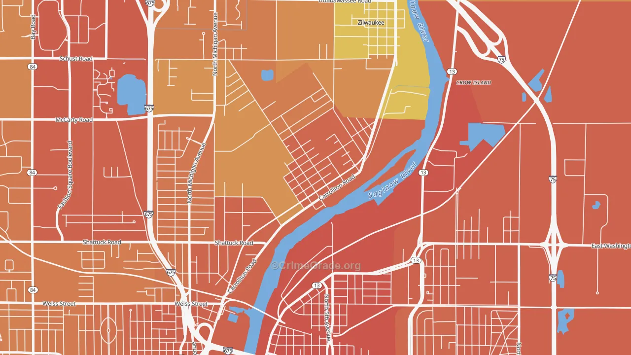Carrollton, MI Map of Assault Rates