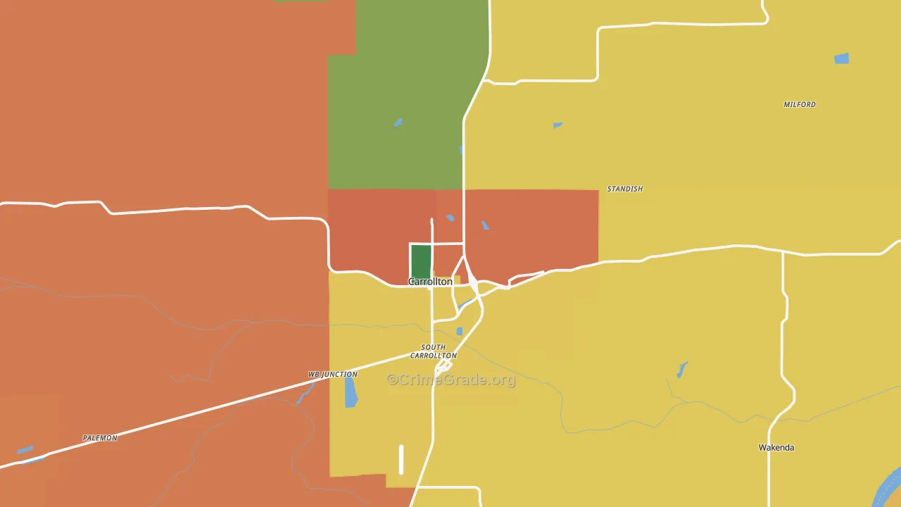 Carrollton, MO Map of Assault Rates