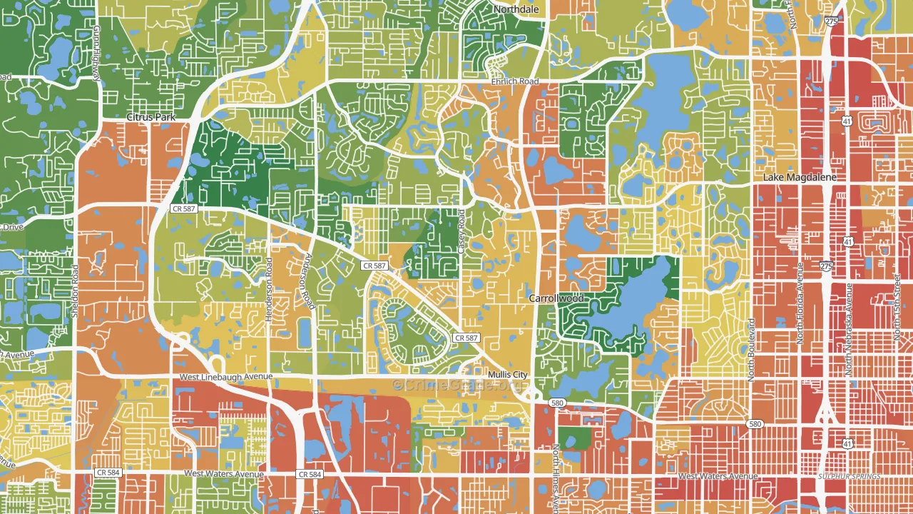Carrollwood, Tampa, FL Map of Assault Rates