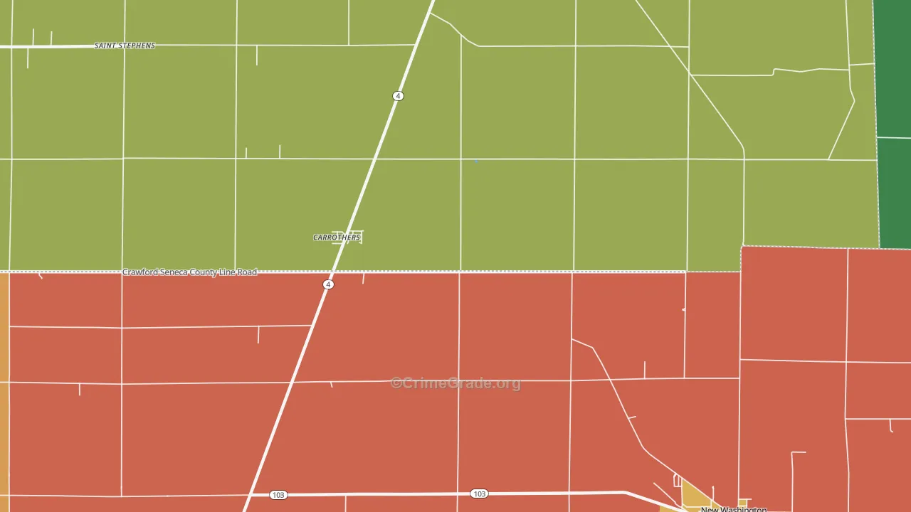 Carrothers, OH Map of Assault Rates