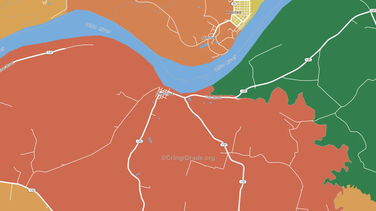 Carrsville, KY Map of Assault Rates